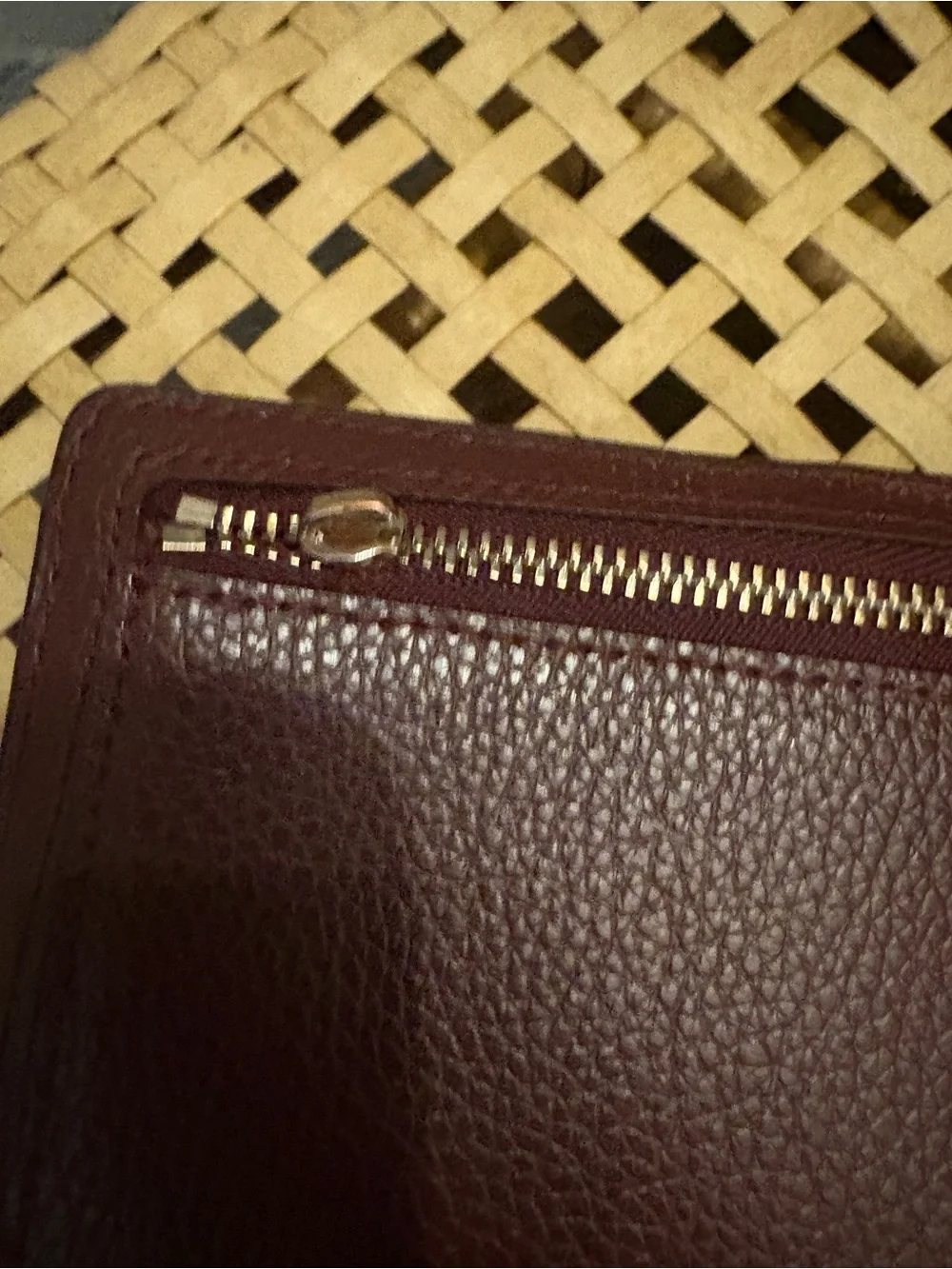KATE Spade continental cherrywood PEBBLE LEATHER wallet designer